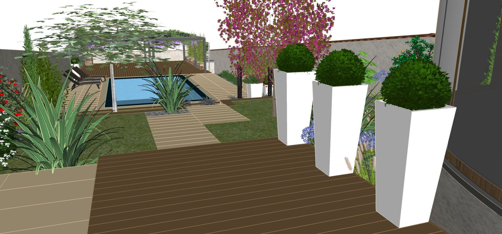 Conception de jardin avec plan en 3d dans le sud de Lyon 69